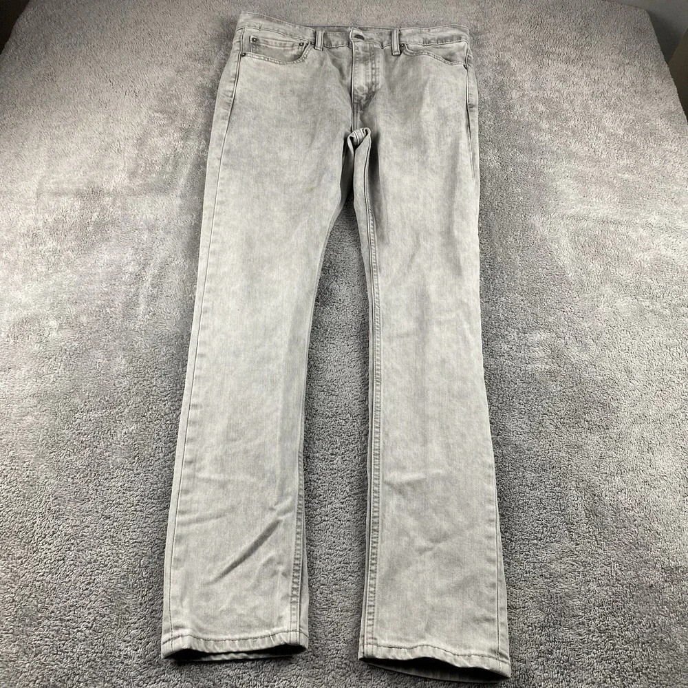Levis 510 Skinny Jeans Mens 34x32 Gray Mid‎ Rise Denim